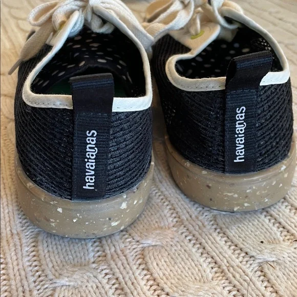 Women’s 8.5 Calcado Havaianas TNS Mix mesh flat sneakers polka dot black white - Picture 5 of 10